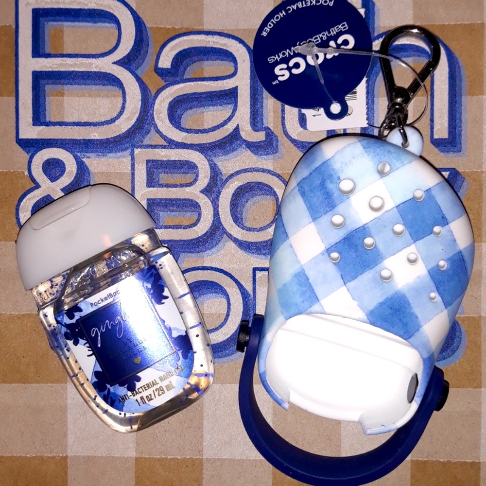 🔥SOLDOUT🔥NWT BBW BATH BODY WORKS CROCS POCKETBAC HOLDER GINGHAM SANITIZER SET